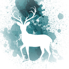 Vector Illustration of a Christmas Greeting Card with Reindeer