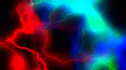 Colourful energy discharge 3d rendering