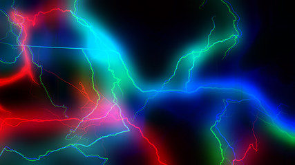 Colourful energy discharge 3d rendering