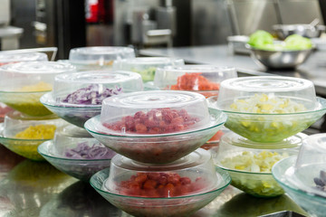 Cut Vegetables in Plastic Dishes