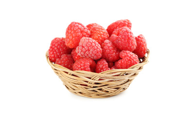 Red raspberries isolated on a white