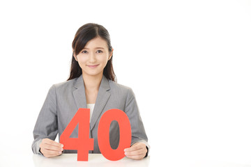 数字を持つ女性