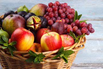 Basket of fresh organic fruits