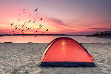 Camping en vacances à la plage