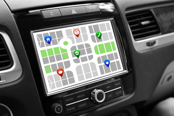 GPS navigation system in car. Modern technology concept.