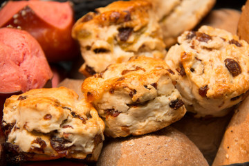  Close up assorted french bread background