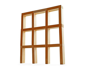 Wood block tower on white background