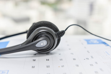 IP Phone Headset on the white calendar