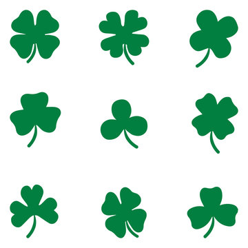 Shamrock set Clover leaves vector set isolated