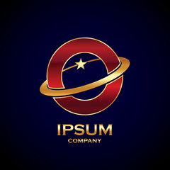 Abstract letter V logo,star symbol,sign saturn,ring shape with sample text for your company