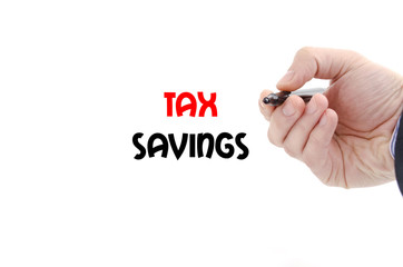 Tax savings text concept