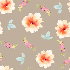 Seamless pattern with flowers watercolor