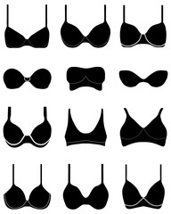 Black bra icons on a white background on a white background, vector - obrazy, fototapety, plakaty