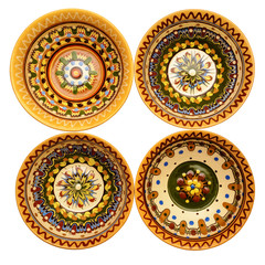 Traditional colored pottery. Painted ceramic plate.