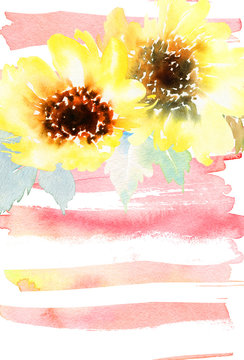 Watercolor sunflowers