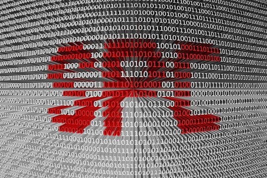 SPC in the form of binary code, 3D illustration