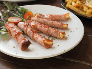 roll ham and cheese , snack for relax time