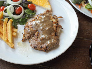 pork steak with vegetables