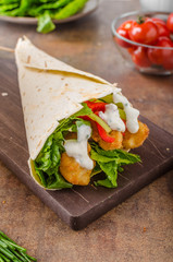 Tortilla with breaded chicken