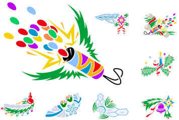 Set of winter holiday xmas decorations