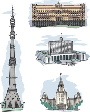KGB, White House, MSU and Ostankino TV tower