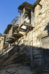 Fototapeta na wymiar wood and stone houses in the province of Zamora in Spain
