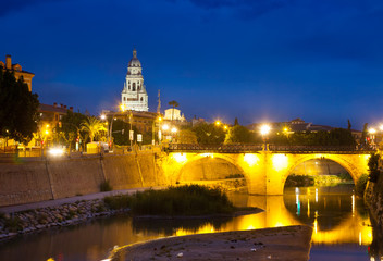 Fototapeta na wymiar Puente Viejo de los Peligros in night. Murcia