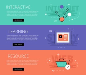 Interactive Learning Resource. Vector banners template set