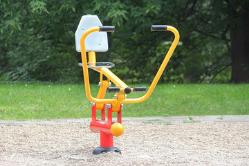 Street rowing machine in the park for outdoor workouts