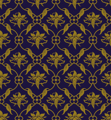 Fototapeta premium Antique seamless background 437 curve cross leaf vine flower 