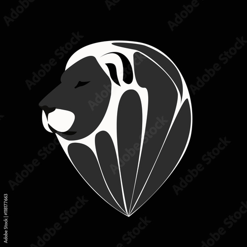 "Lion face logo emblem template for business or t-shirt design." Stock image and royalty-free