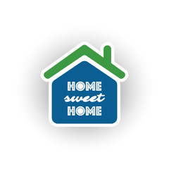 Home, Sweet Home Typography, Logo Design - Green And Blue