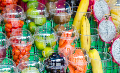Fruit in plastic cups