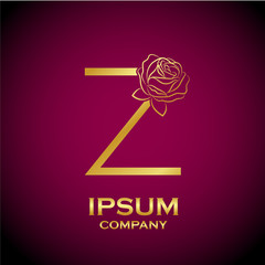 Letter Z logo,Rose Flower Gold, beauty and fashion logo