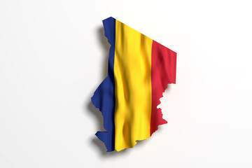 Silhouette of Republic of Chad with flag
