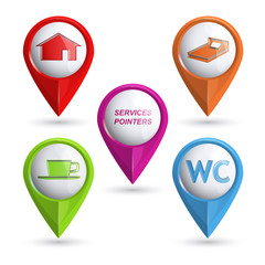 Set of modern vector 3D pointers