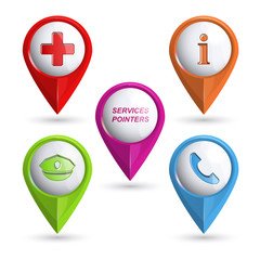 Set of modern vector 3D pointers