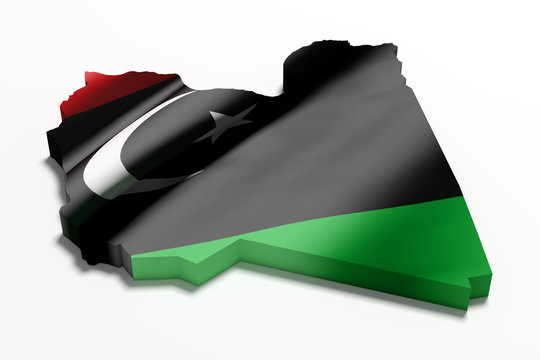 Silhouette of Libya map with flag