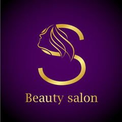 Abstract letter S logo,Gold Beauty salon logo design template