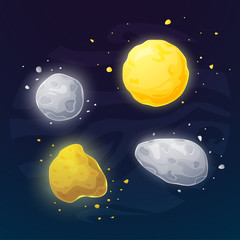 Set of space asteroids vector illustartion © meowu