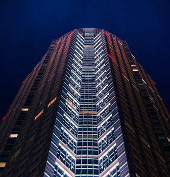 Messeturm in Frankfurt am Main Fair District at Night