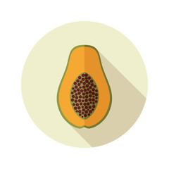 Papaya flat icon. Tropical fruit