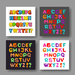 Colorful English alphabet on a gray background. Set. Vector illustration.