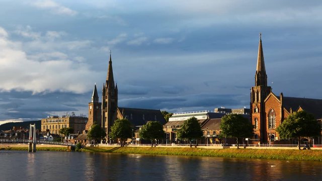 4K UltraHD Timelapse of cathedrals in Inverness in Scotland