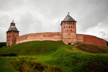 Fototapeta na wymiar Kremlin of Great Novgorod in cloudy day