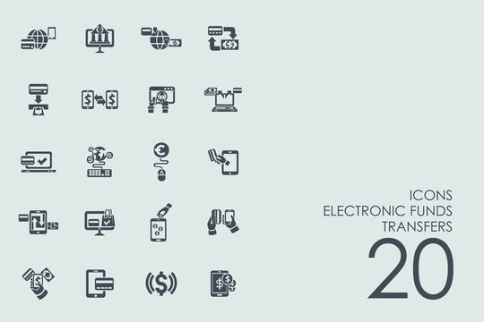 Set of electronic funds transfers icons