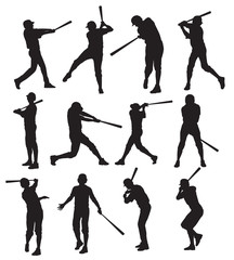 Naklejka premium Baseball Player Silhouettes