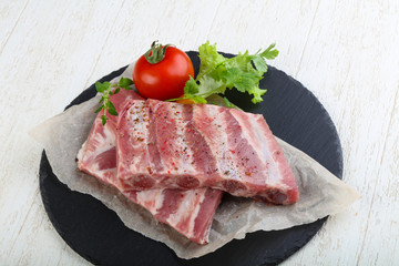 Raw pork ribs
