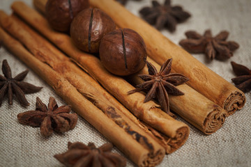 cinnamon sticks, star anise and macadamia nuts