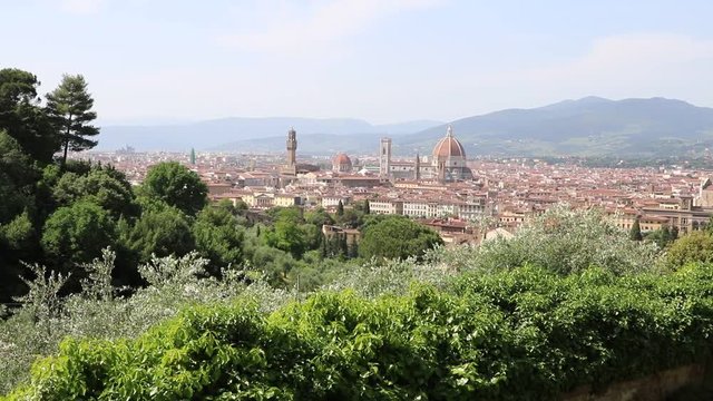 Green Florence view to the historic city center, Tuscany Italy 